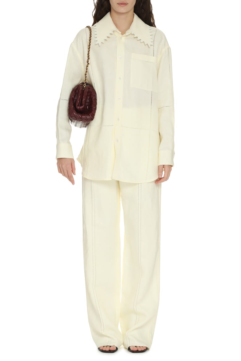 yellow linen trousers by Selfnex