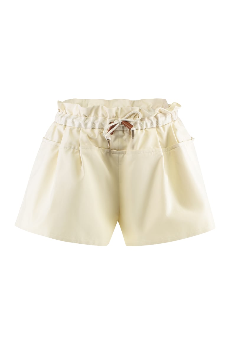 drawstring shorts with faux-leather trim by Selfnex