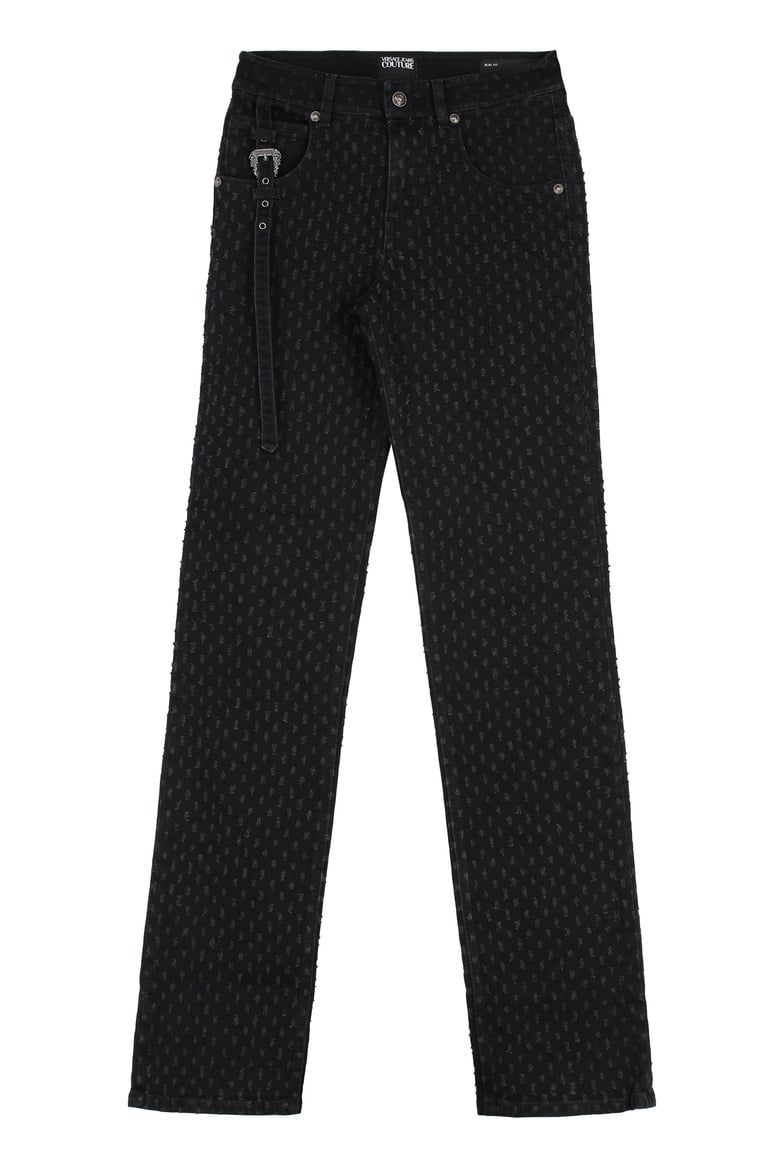 high-rise slim-fit jeans by Selfnex