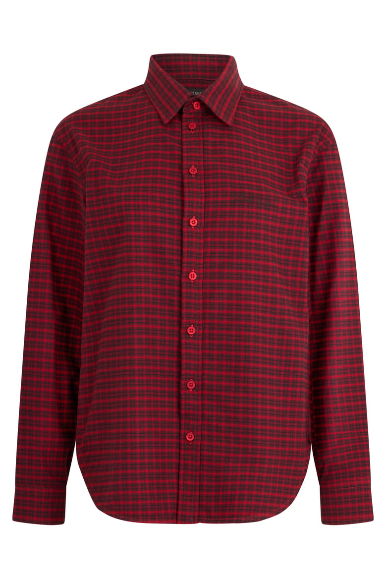 checked shirt burgundy by Selfnex
