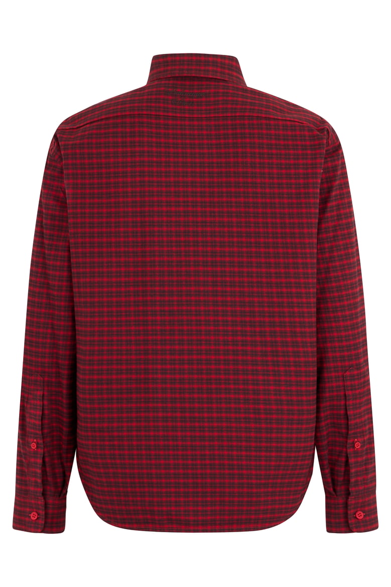 checked shirt burgundy by Selfnex