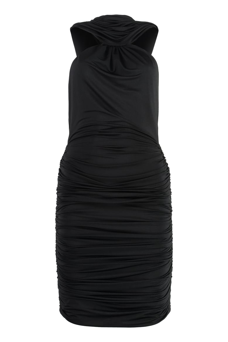 draped hooded dress by Selfnex