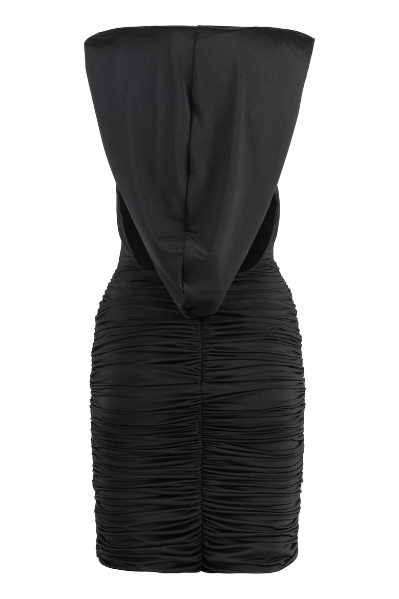 draped hooded dress by Selfnex