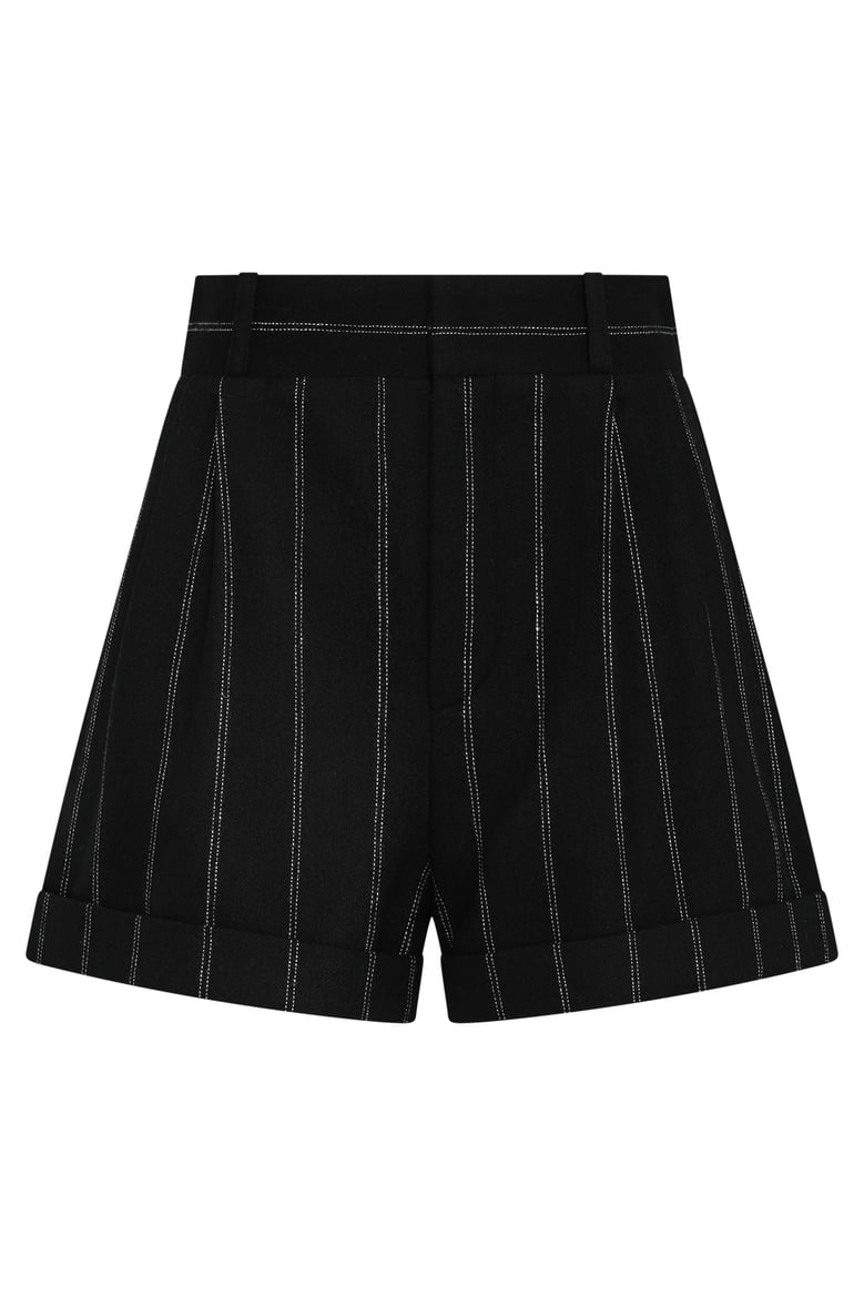 wool pin-striped shorts by Selfnex