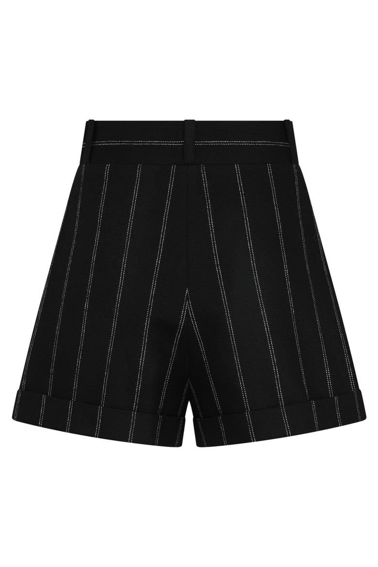 wool pin-striped shorts by Selfnex