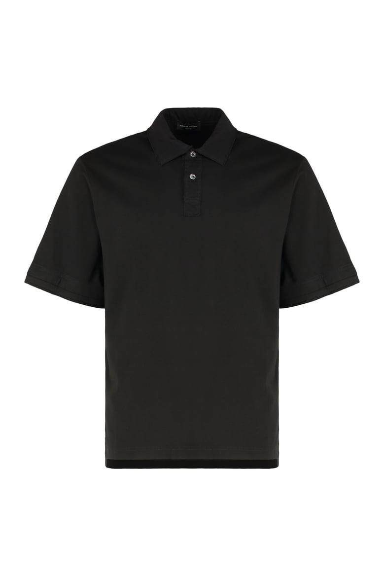 cotton polo shirt in black by Selfnex