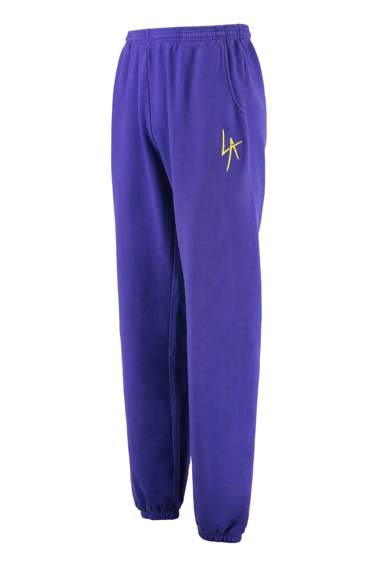 purple cotton track pants by Selfnex