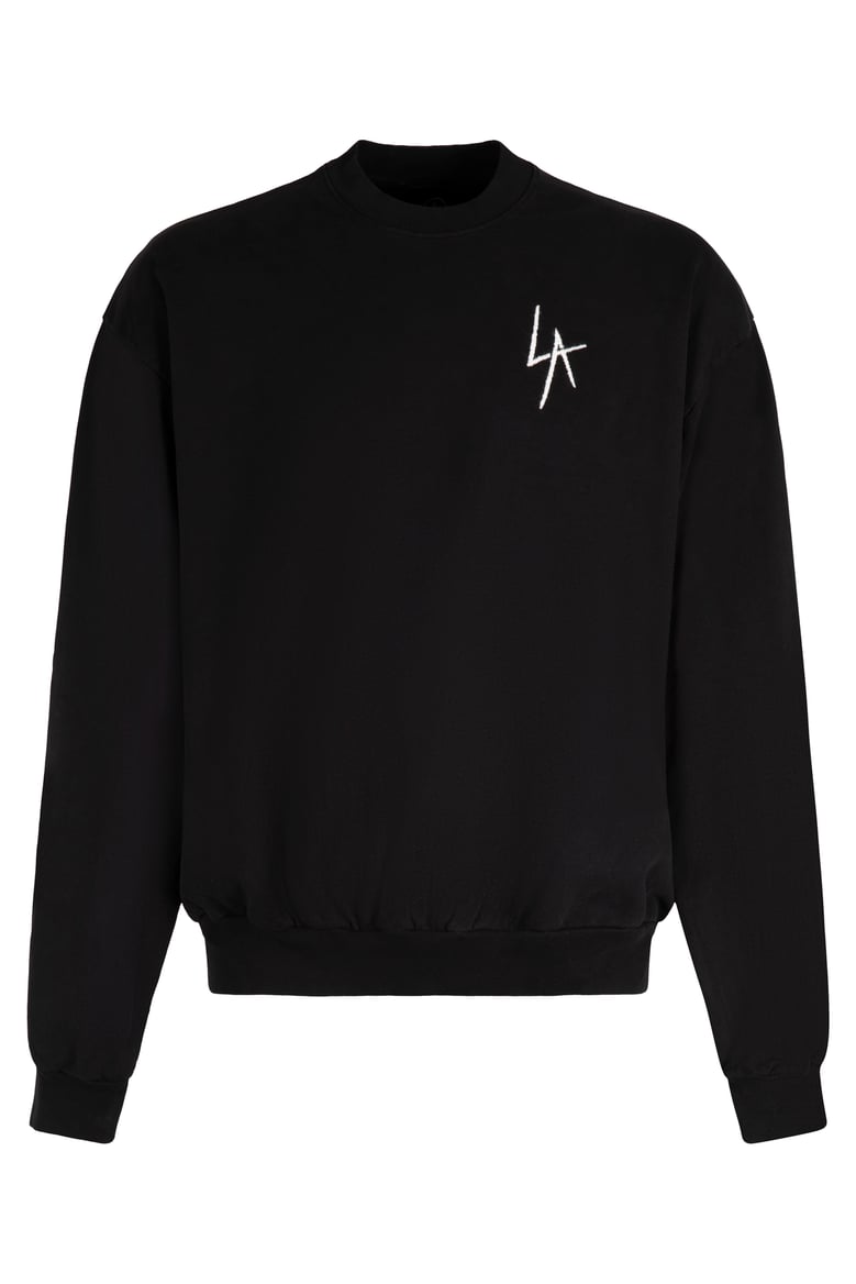 black cotton crew-neck sweatshirt by Selfnex
