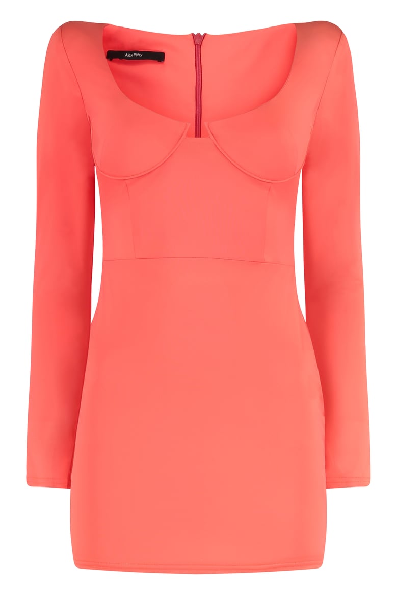 mini dress in coral technical fabric by Selfnex