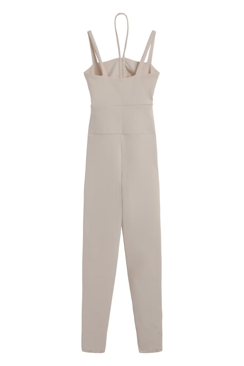 elastic jumpsuit in beige by Selfnex