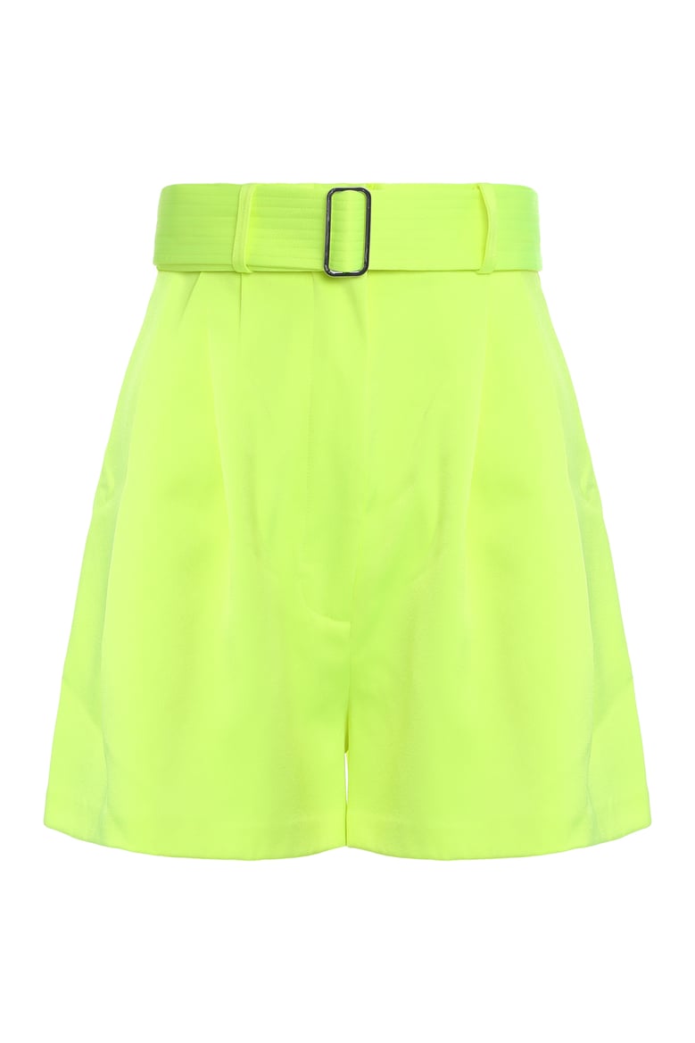 belted yellow shorts by Selfnex