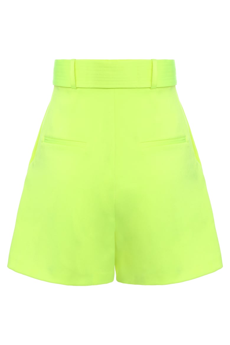 belted yellow shorts by Selfnex