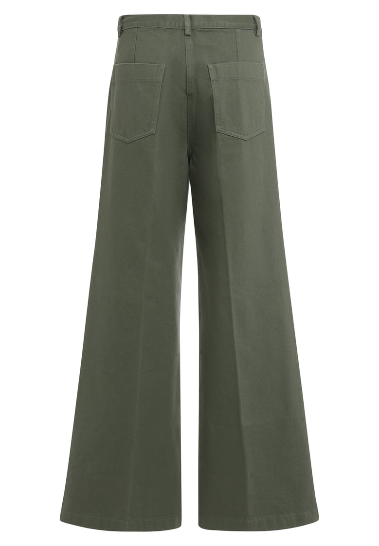 olive green loose-fitting pants by Selfnex