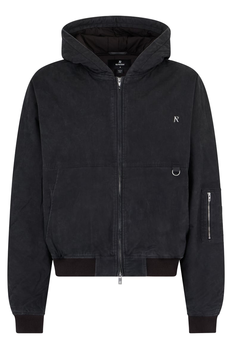 hooded bomber jacket grey by Selfnex
