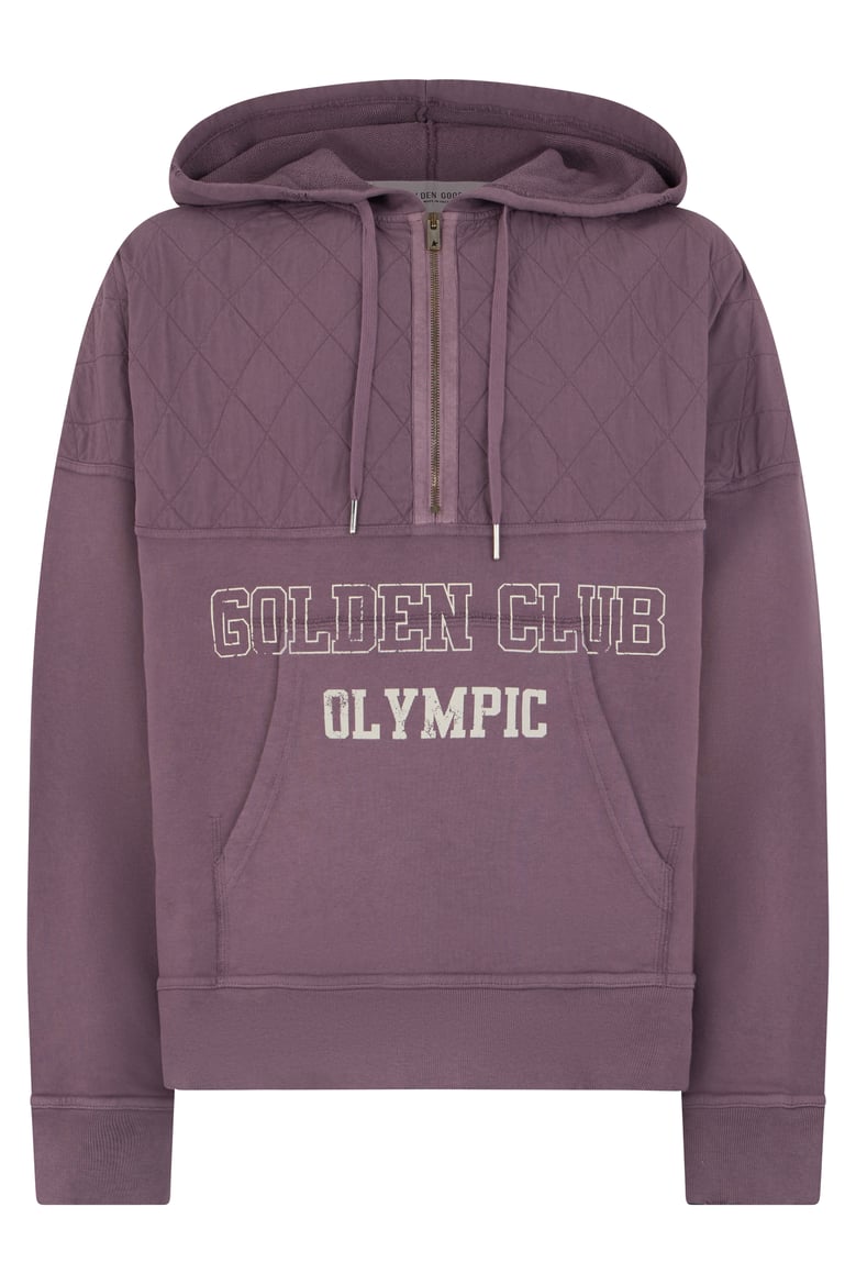 hoodie with half zip in mauve by Selfnex