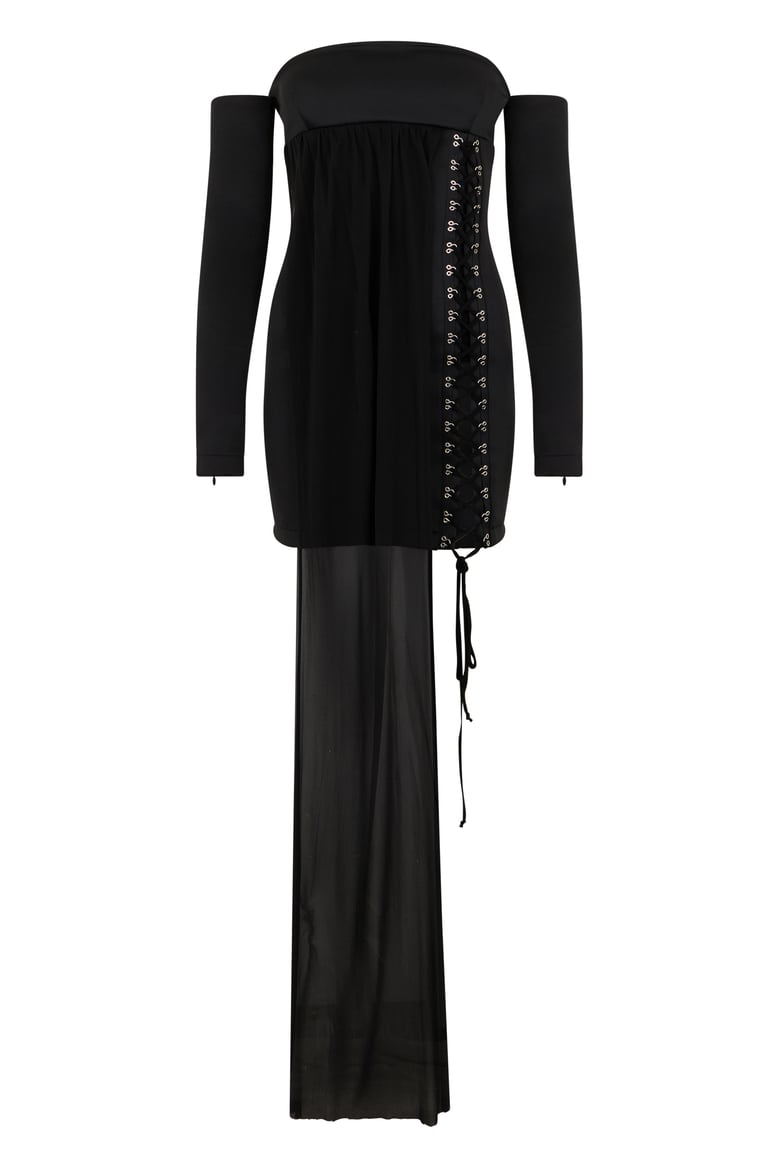mini dress black wide neck by Selfnex