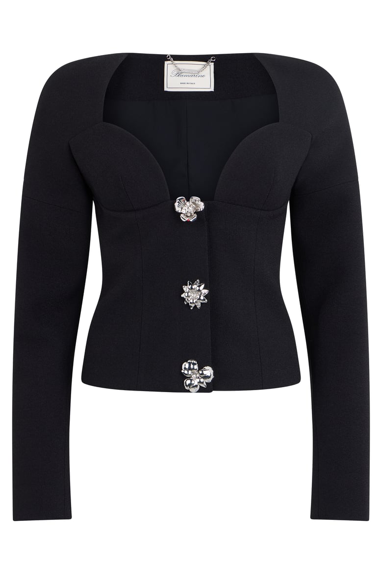 blazer double-breasted crêpe black by Selfnex
