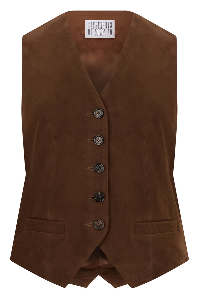 vest in brown suede by Selfnex