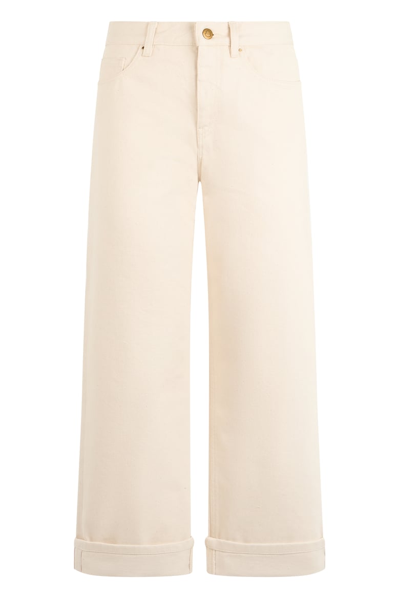 straight trousers cotton twill ivory cuff by Selfnex