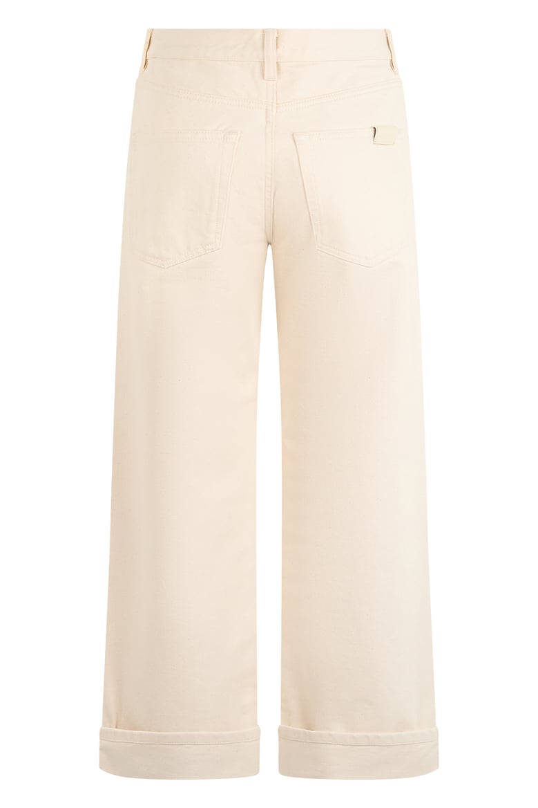 straight trousers cotton twill ivory cuff by Selfnex