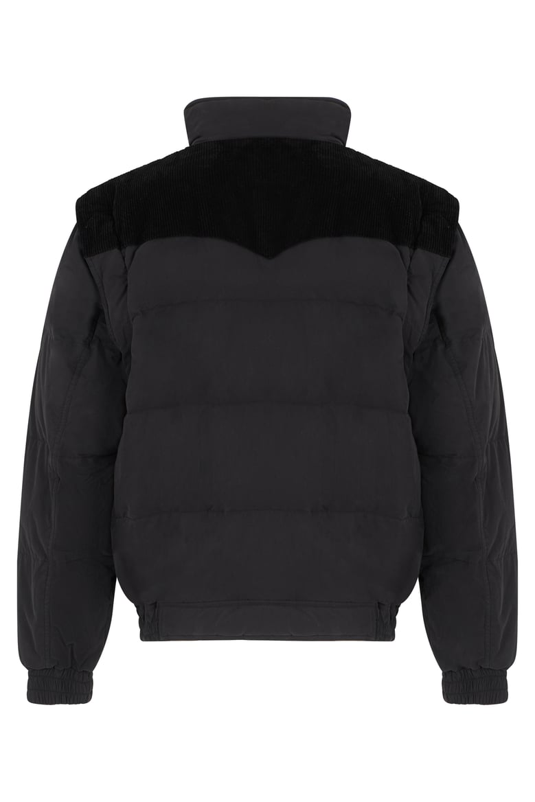 down jacket with velvet yoke black by Selfnex