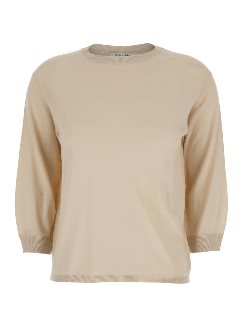 beige sweater with three-quarter sleeves by Selfnex