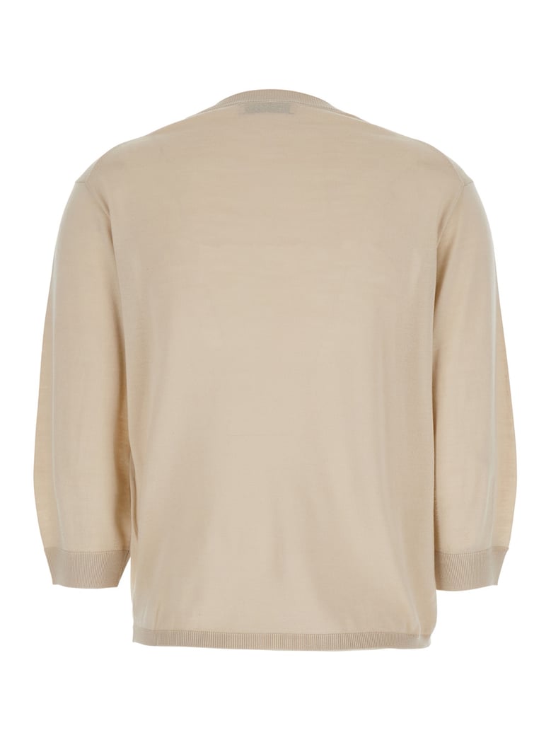 beige sweater with three-quarter sleeves by Selfnex