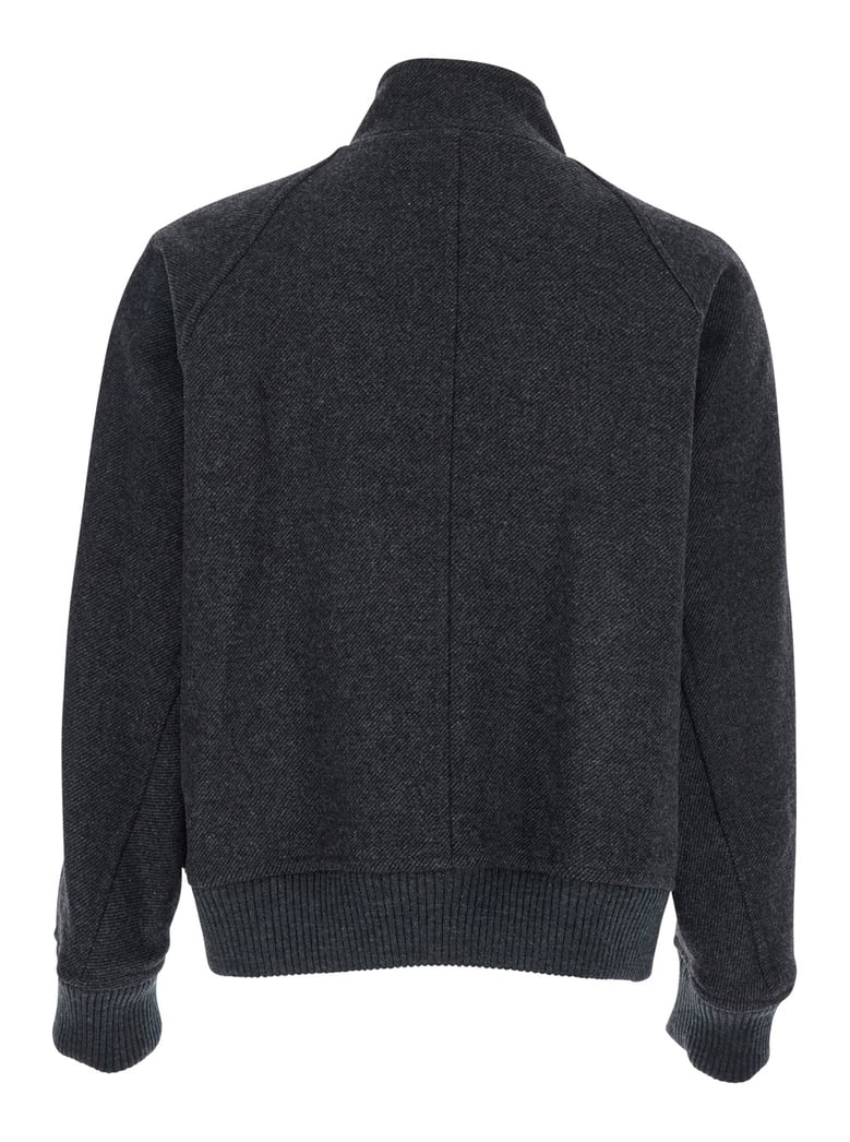 grey jacket with front zip closure by Selfnex