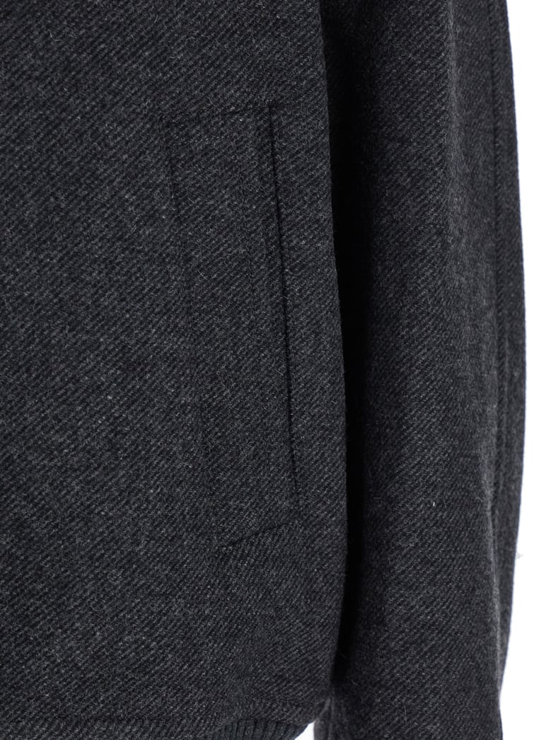 grey jacket with front zip closure by Selfnex