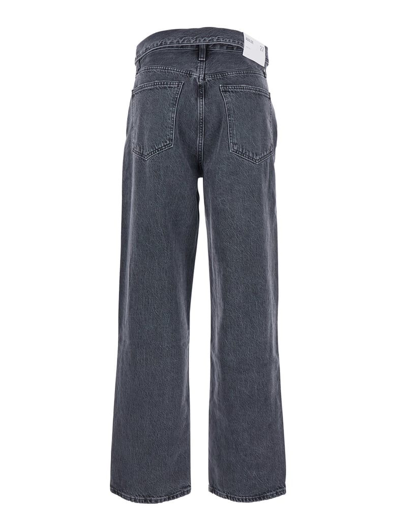 black jeans with front-fold design by Selfnex