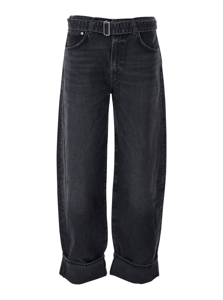 arcane grey jeans with belt and turn-up hem by Selfnex