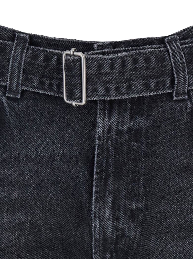 arcane grey jeans with belt and turn-up hem by Selfnex
