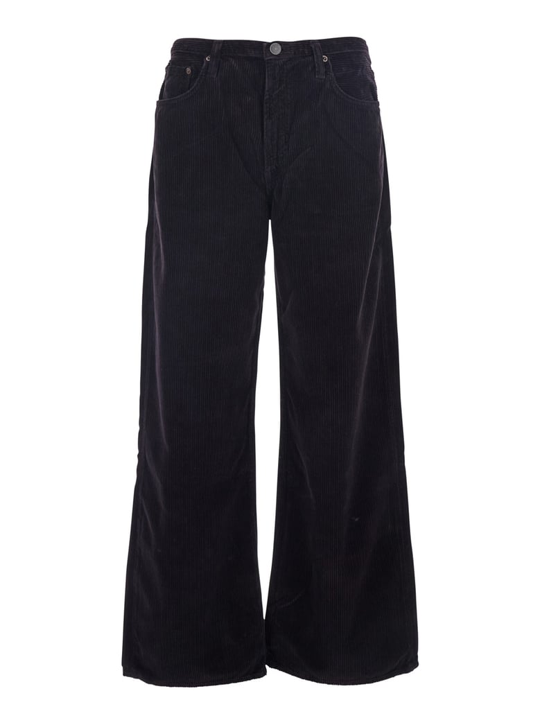 brown corduroy wide leg pants with belt loops by Selfnex