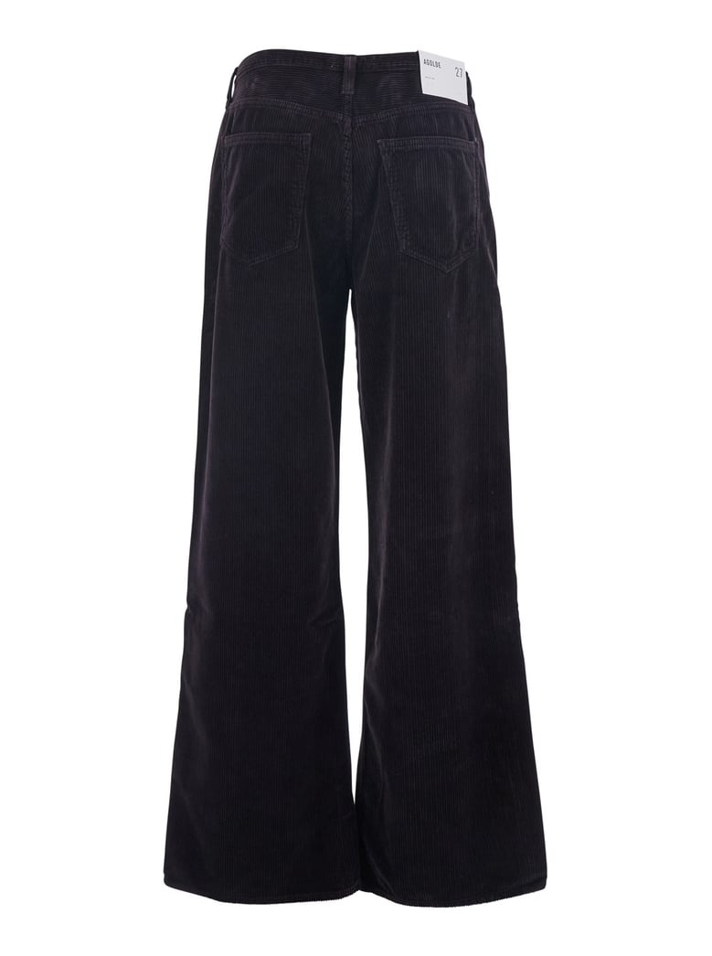 brown corduroy wide leg pants with belt loops by Selfnex
