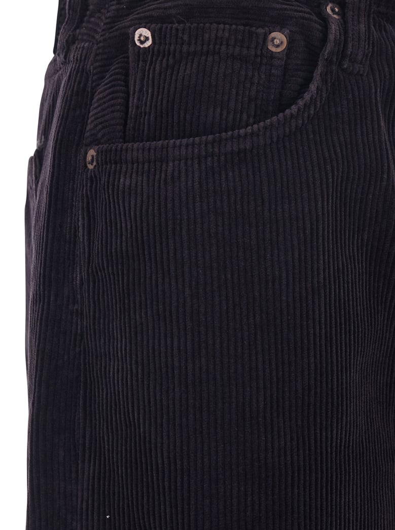 brown corduroy wide leg pants with belt loops by Selfnex