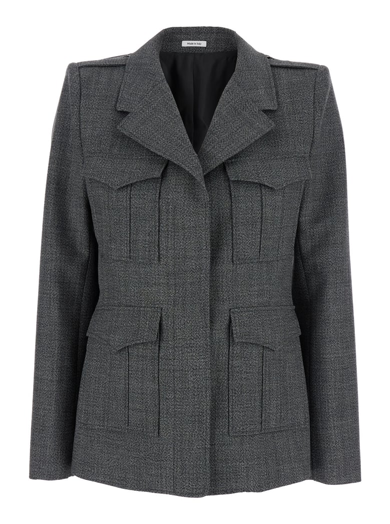 grey wool jacket with wide notched revers by Selfnex