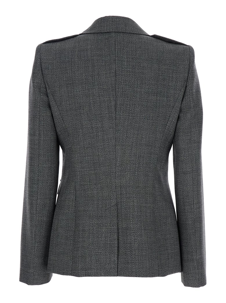 grey wool jacket with wide notched revers by Selfnex