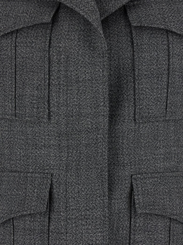 grey wool jacket with wide notched revers by Selfnex