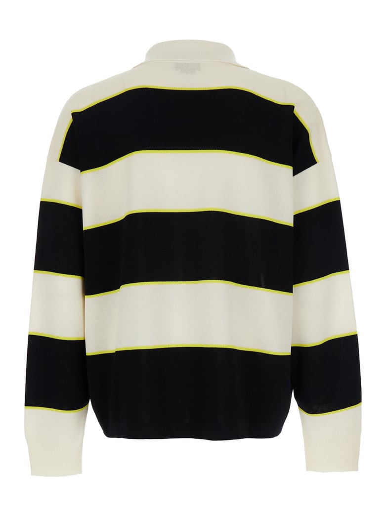 black and white long-sleeve polo shirt by Selfnex