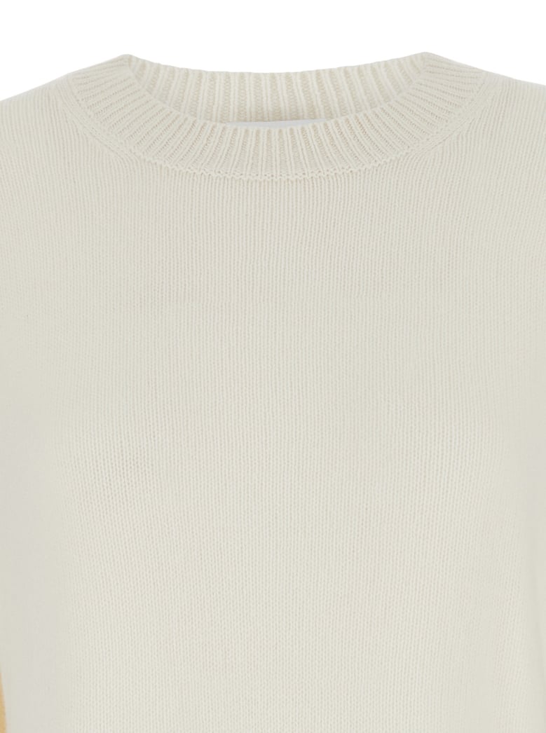 white cashmere relaxed crewneck sweater by Selfnex