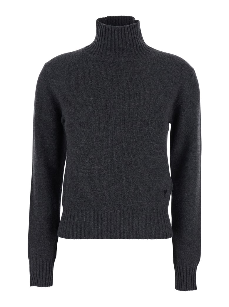 grey cashmere turtleneck sweater by Selfnex