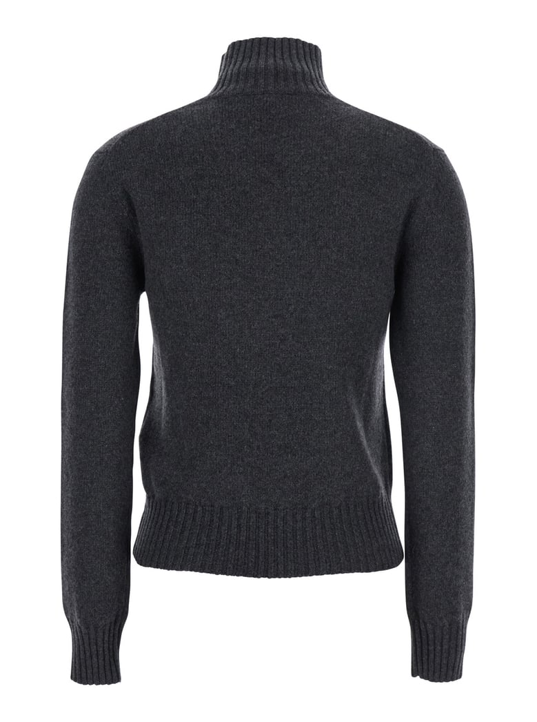 grey cashmere turtleneck sweater by Selfnex