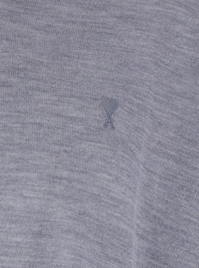 grey crew neck sweater with embroidered logo by Selfnex