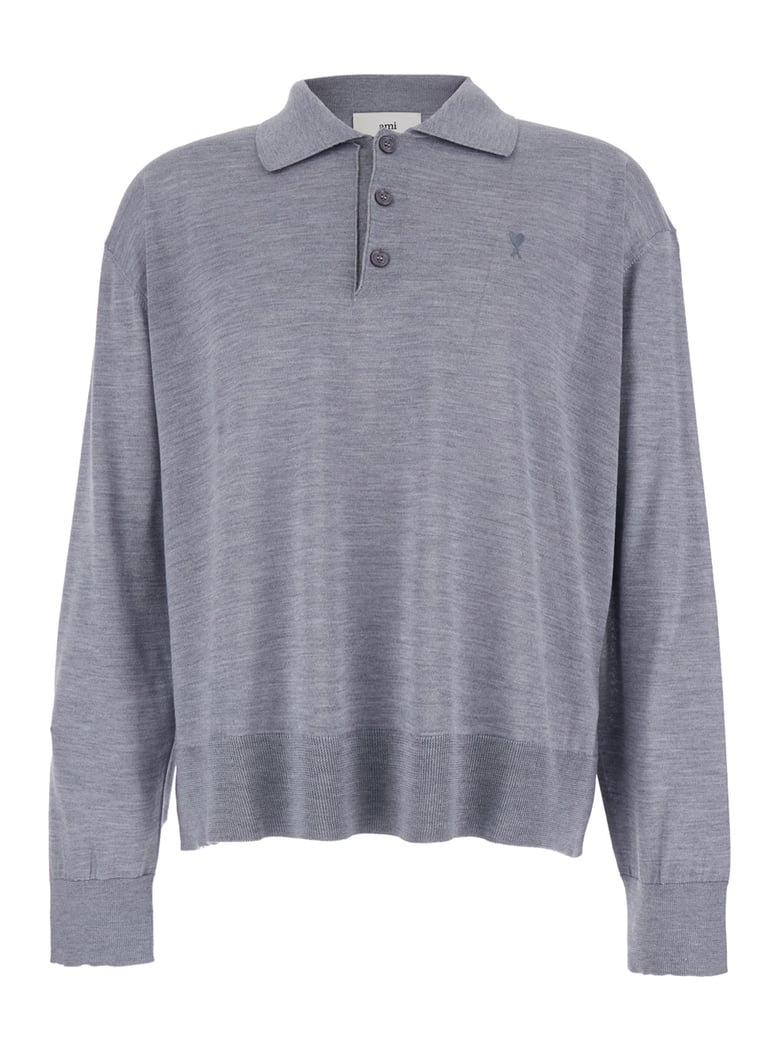 grey polo shirt with classic collar by Selfnex