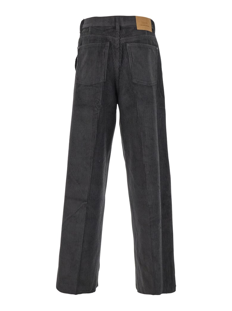 brown velvet trousers with logo patch by Selfnex