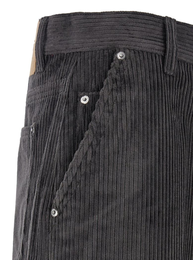 brown velvet trousers with logo patch by Selfnex