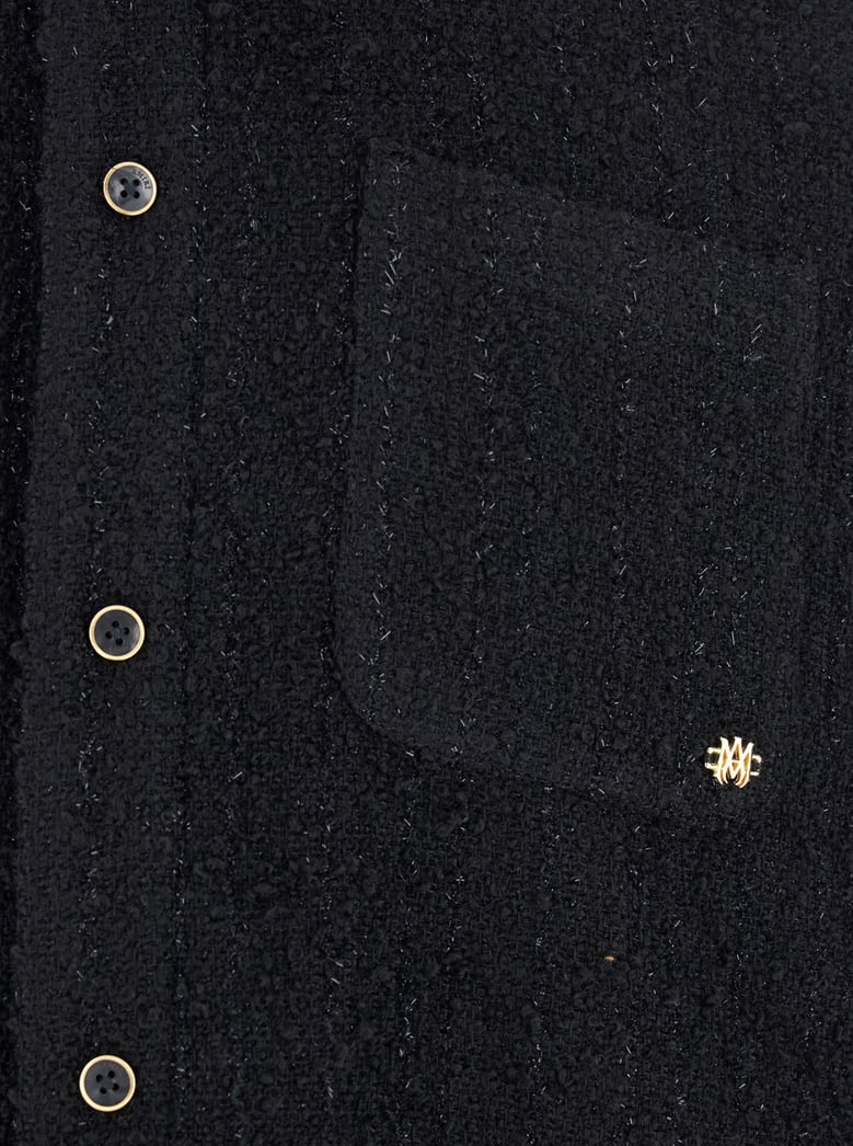 black shirt with classic collar and logo plaque by Selfnex
