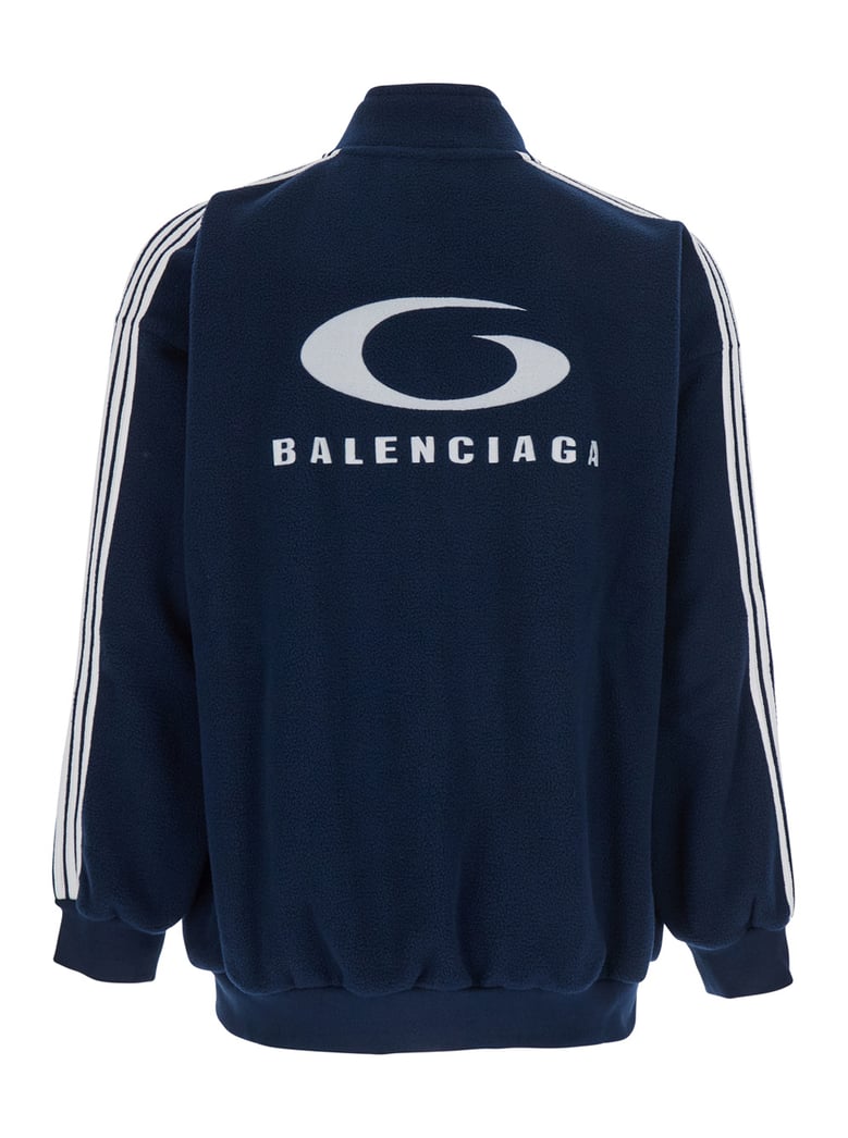 blue sweatshirt with logo and striped detail by Selfnex