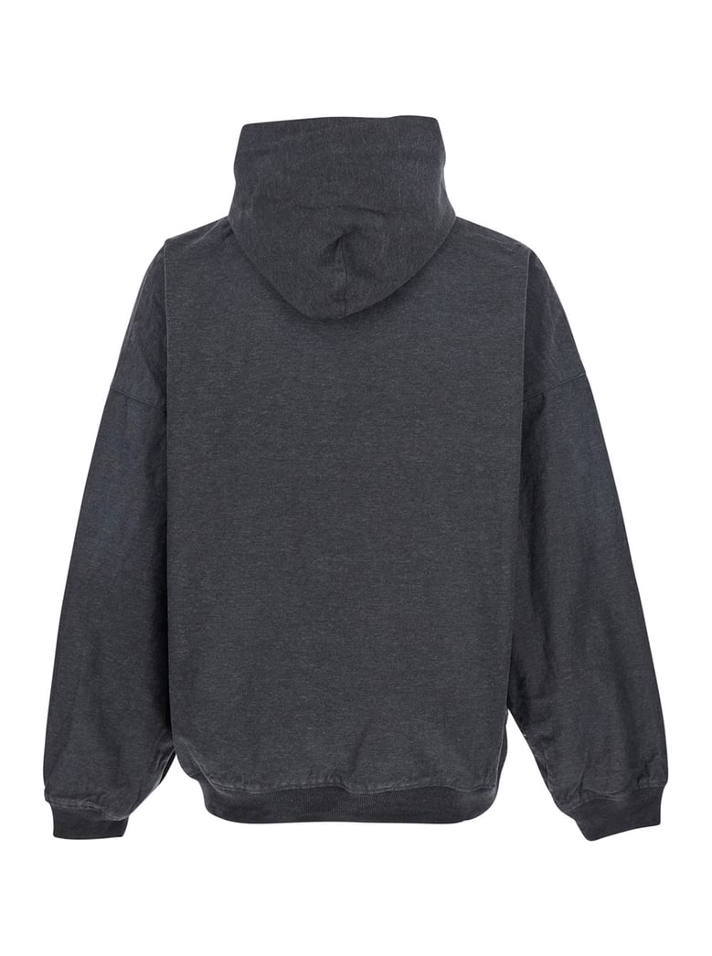 grey sweatshirt with hood and logo detail by Selfnex