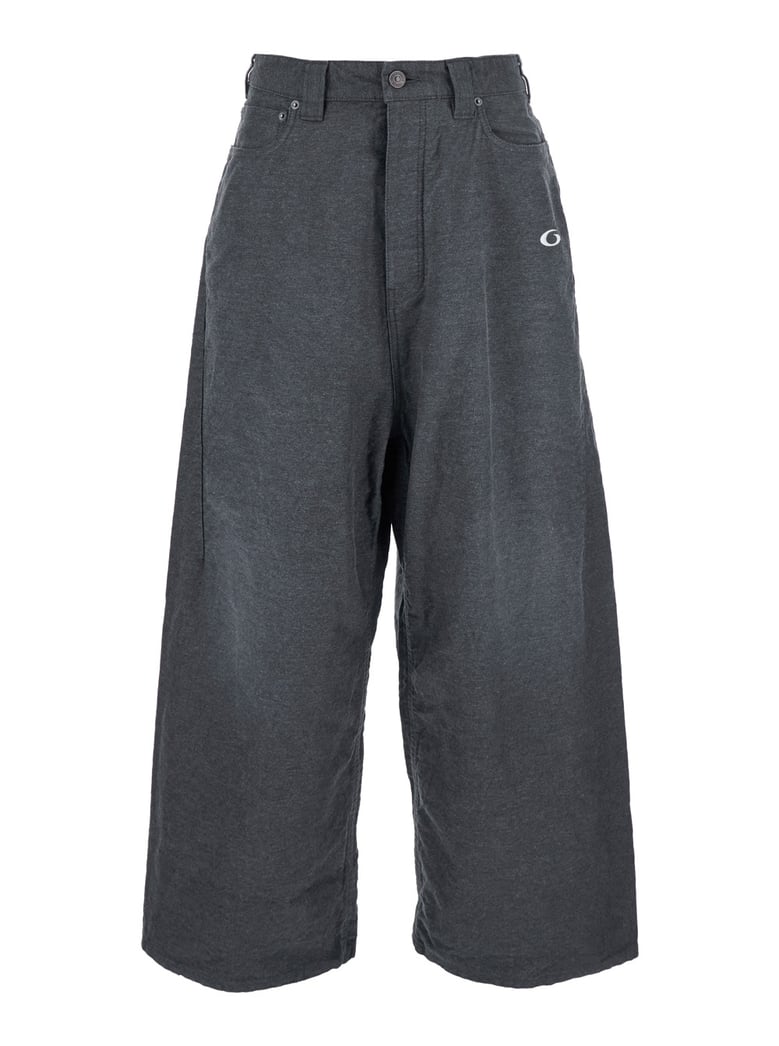 grey oversize pants with logo detail by Selfnex